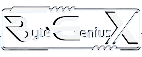 A_futuristic_logo_with_the_text_ByteGeniusX_in_metallic_silver_and_blue_tones._The_letter_X_is_stylized_with_sharp_angles_and_resembles_a_digital_data_stream_or_lightning_bolt__symbolizing_speed_a__1_